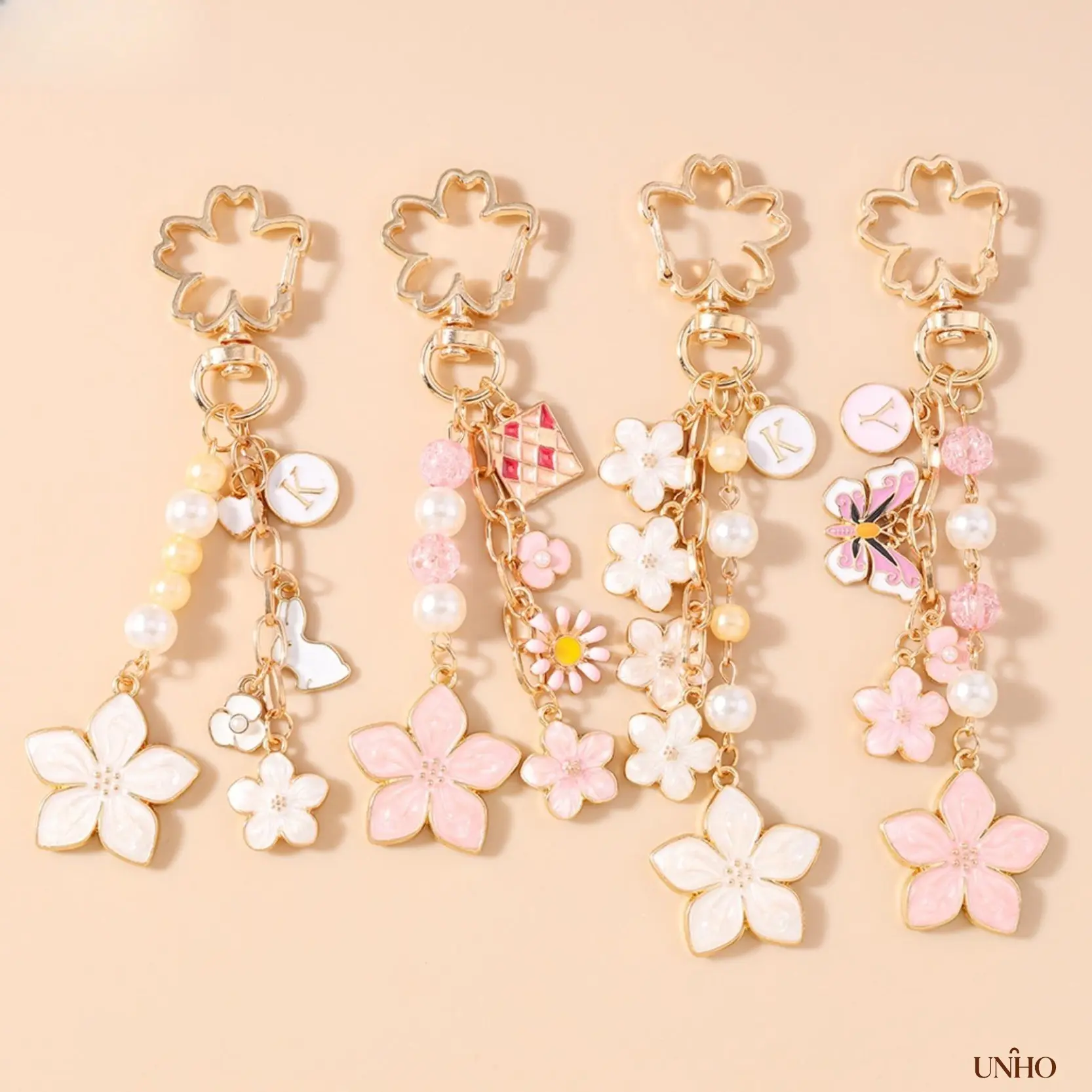 New Stylish Floral Key Ring Bag Charm, Personalized Butterfly Cherry Blossom Pendant, Lightweight Decor Accessory For Sports Outdoor Travel Handbags & Daily Car Keys