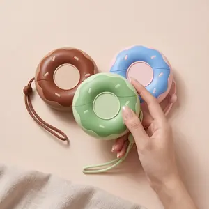 Donut Lint Remover, Portable Magnetic Lint Roller for Pet Hair, Refillable Travel Lint Brush with Silicone Lanyard, Compact Sticky Roller for Clothes, Couch, Carpet - Chocolate Brown