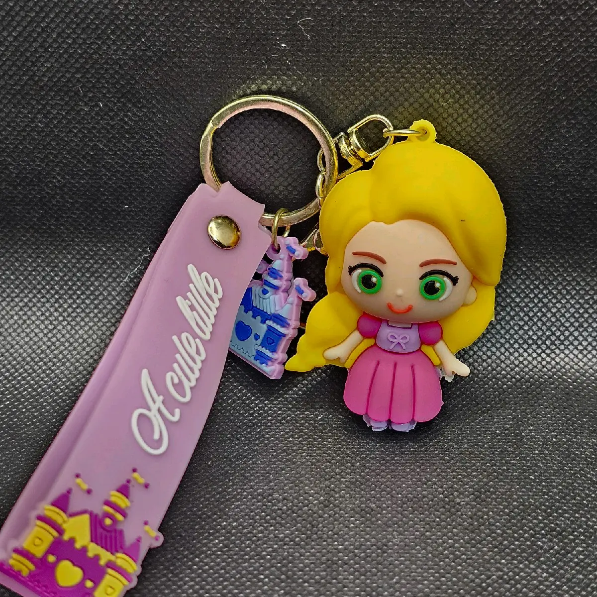 Pink Princess 3D Cartoon Keychain - Perfect for Keys and Accessories