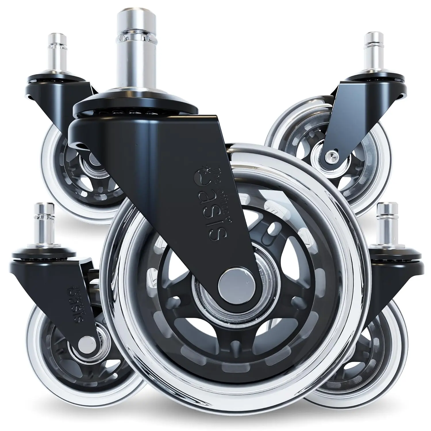 Rollerblade  Chair Wheels (As Seen On PBS) - Incredibly Smooth & Quiet Casters - Safe for Hardwood Floors & Carpet - Easy Installation with Universal Fit - Set of 5