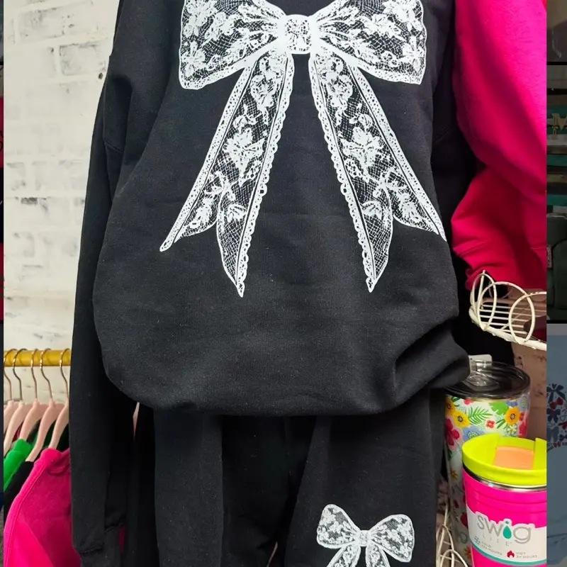 Lace Bow Sweat SET- Sweatshirt  & Sweatpants