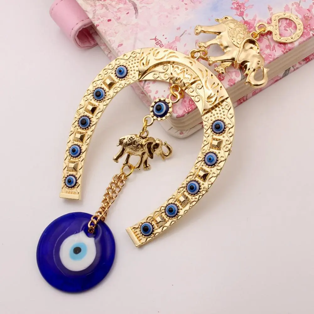 Turkish Blue Eye Horseshoe Elephant Ribbon Wall Hanging Amulet, Wall Hanging Ornament, Lucky Gift Pendant, Home Car Decoration, Home Decor Ornaments, Hanging Room Decor, Alloy Charm, Home Decorative Ornament, Decoration Items