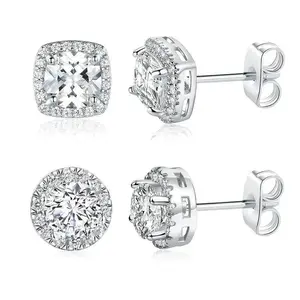 [2026 Trend Alert] S925 Silver Moissanite Earrings | Round and Square Styles | Unisex Classic and Fashionable Selections | The Perfect Gift for Him and Her