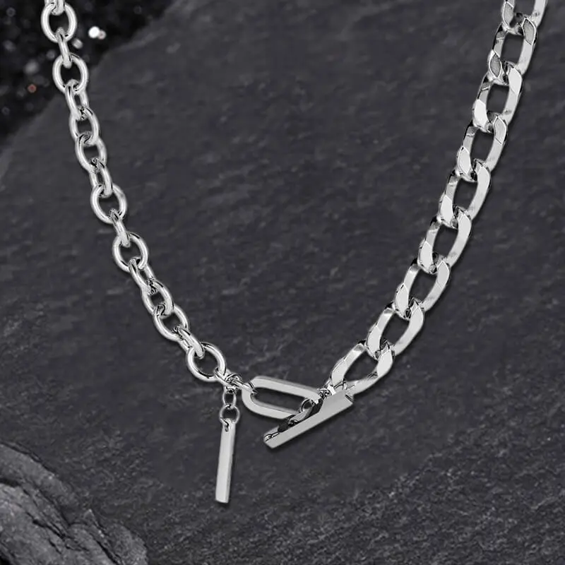 GTHIC Unisex OT Buckle Stainless Steel Necklace Minimalist Modern Accessories for Daily Wear