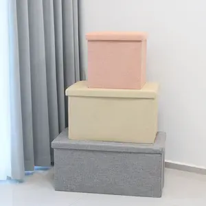 Foldable Ottoman with Storage, Space Saving Fabric Shoe Bench, Multi-Purpose Stool for Entryway Living Room, Comfortable Seating & Organizer Footstool