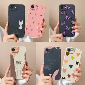 For iPhone 16E Case For iPhone SE 2025 Cover For iPhoneSE 4 Simple Butterfly Phone Cases Soft Liquid Silicone Back Covers Funda