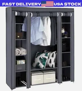 Portable Closet Wardrobe Clothes Rack Storage Organizer Shelf Water-Proof Fabric