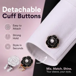 Detachable Metal Rose Button Covers, Luxury Cuff Clips, Elegant Decorative Buttons for Shirt & Dress, Premium DIY High-End Outfit Accessories