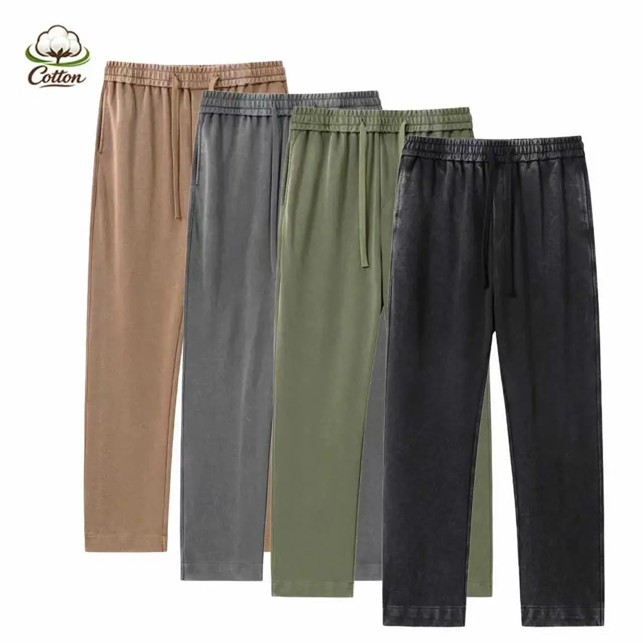 1/2men' s acid wash, washed cotton solid color athletic casual sweatpants, all season, unisex