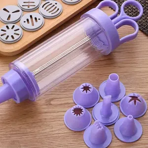 Cookie and Cake Decorating Set – Reusable Decorating Pen with Replaceable Nozzles, Icing Templates and Decorating Tips – DIY Baking Tools, Suitable for Cupcakes, Pastries, Fondant and Holiday Desserts – Easy Cake Decorating Kit for Beginners and Baking En