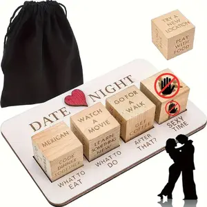 Romantic Decision Board Games Night Set for Couples, Wooden Dice Adult Dating Challenge, Portable Love Games, Fun Dice Game, Valentine's Day Gift