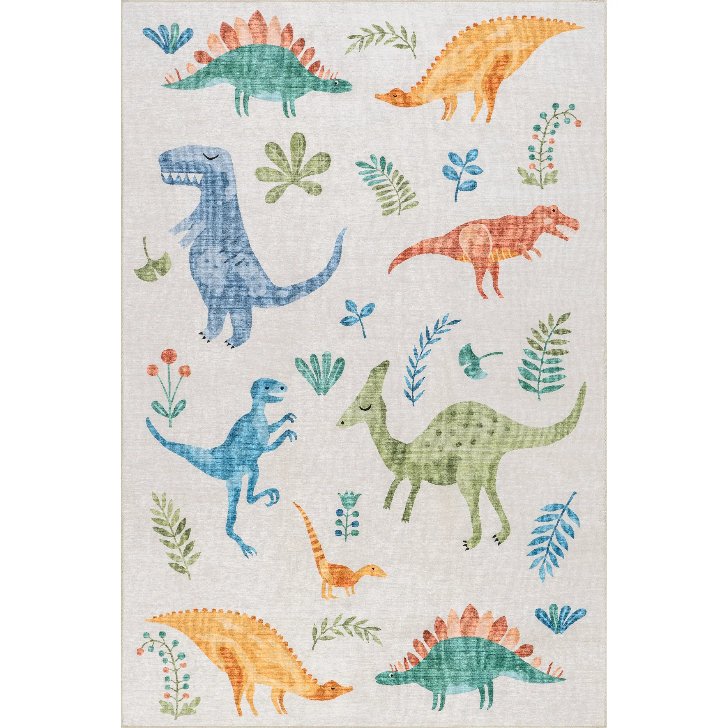 Pavani Dinosaur Kids Area Rug, Machine-Washable, Splash-Guard, Vivid Color Hold Household Textile, Cartoon Pattern Rug