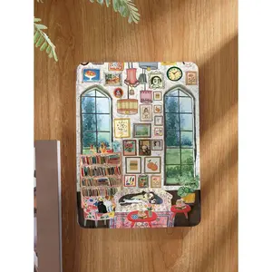 Cute animal patterns in the corners, with adjustable bracket and pen slot, foldable non-slip TPU protective case, suitable for iPad Samsung, iPad mini, iPad Air, iPad Pro/iPad 10th generation, 11th generation and other series iPad protective cases