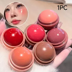 Ball Blush Cream, Korean Matte Cream Blush Stick, Ball Juice Blush, for lips and cheeks, waterproof, rich color return, universal shadow, brightening effect, Glow, significantly modifying facial contour effect, Makeup