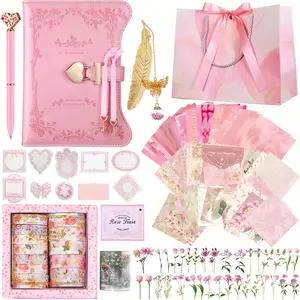 DIY Journal Diary With Lock Set Scrapbook Kit Stationary Diary Supplies Art Crafts Kit For Birthday Holidays Ideal Gifts For Women Teen Kawaii Gifts Personalized Gifts Gifts For Best Friend Travel Diary Notebook
