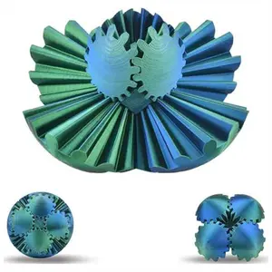 3D Printed Gear Sphere Ball Stress Relief Toy - Colorful Puzzle Cube for Office and Home Decor with Unique Blue&Green Design