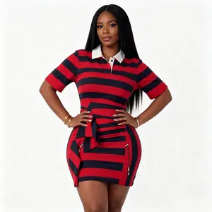 URBAN REVIVO Women's Striped Cotton Blend Straight Dress - Shortsleeve, Irregular Hem, Elegant, Fashionable, Trendy, 2025 Versatile Casual 1-Piece Everyday Womenswear OOTD summerwins,UWJ750051