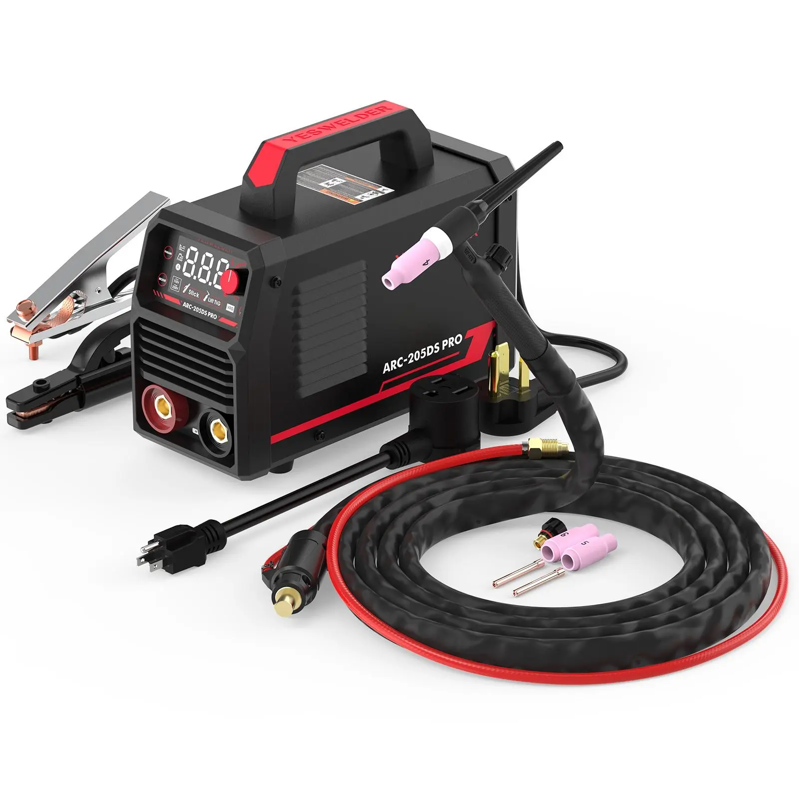 YESWELDER ARC-205DS-PRO 205Amp Stick Welder with Lift TIG | 110/220V Dual Volts MMA Welding Machine | Hot Start, Arc Force, Anti-Stick & VRD