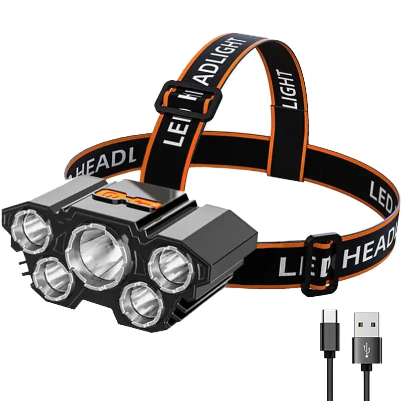 High-Lumen Magnetic Headlamp with 4 Adjustable Light Modes, 100-350lm Waterproof Flashlight, Comfortable Headband, Suitable for Camping, Hiking (Can Be Used as Helmet Light), Led