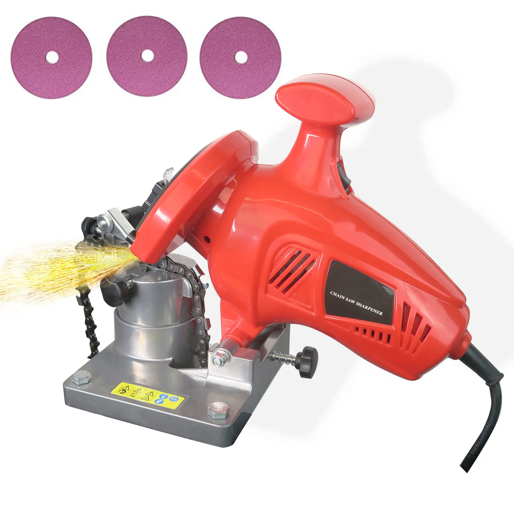 Electric Chainsaw Sharpener Power Tool, 250W High-Speed Grinder-Wheel, Adjustable Angle, Precision Depth Adjustments, Heavy-Duty Secure Mounting Base, 1/4"-3/8" Pitch Chain Tool Kit, Manufacturer Warranty for DIY Enthusiasts