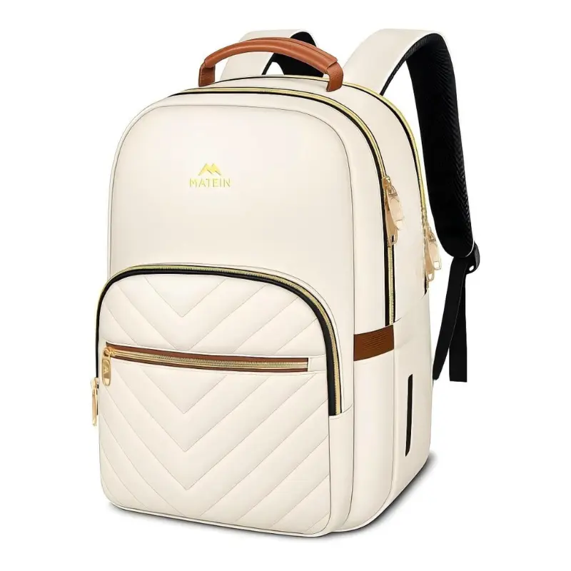 【Back To School】MATEIN Travel Laptop Backpack, Anti Theft Quilted Slim Backpacks for Women with Detachable Keychain Hook, Teacher Doctor Nurse Carry on Bags Purse Fits 15.6 Inch Notebook