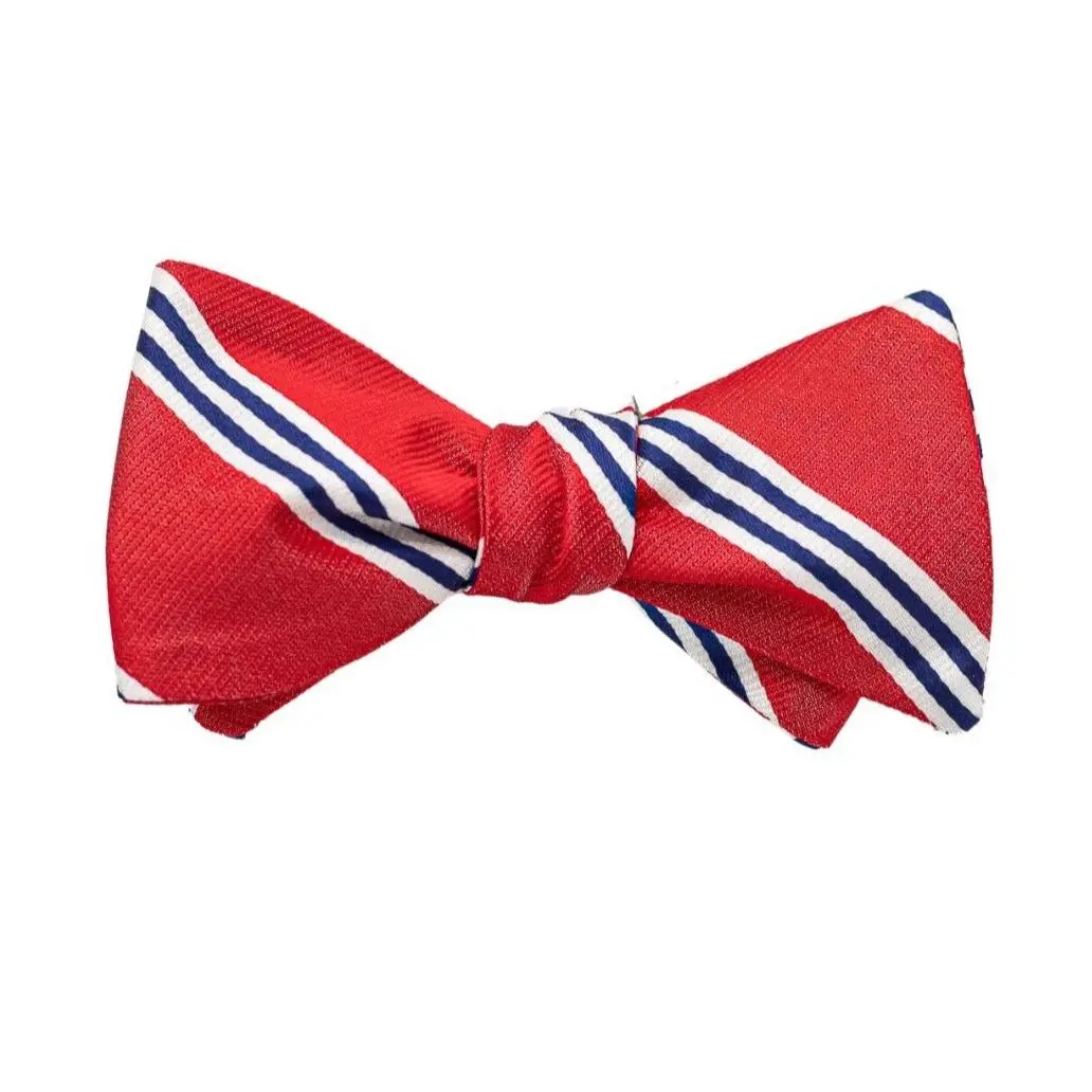 Regal Red Striped Bow Tie - Red/White/Blue