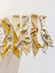 5 Pcs / 1 Set Elegant French Style Polyester Scarf Set, Vintage Hairband, Woven Ribbon Belt, Multifunctional Accessory for Women & Girls, Multifunction Hair Kerchief, Hair Accessories Set, Fashionable Hair Accessories
