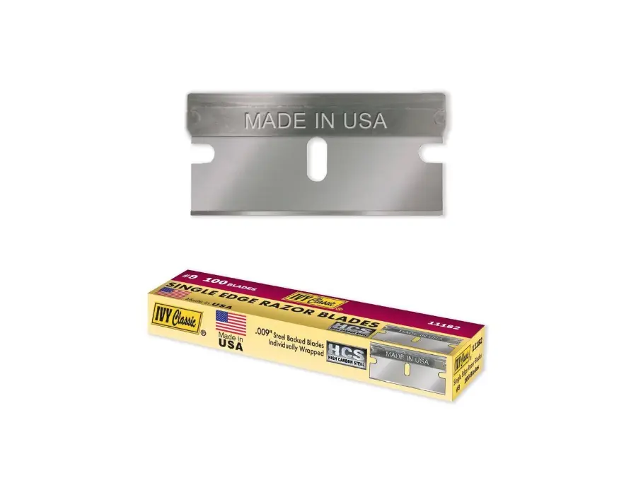 IVY Classic 11182 Steel Single-Edge Razorblades, USA-Made, 100-Pack Hand Tool Accessory, Razorblade