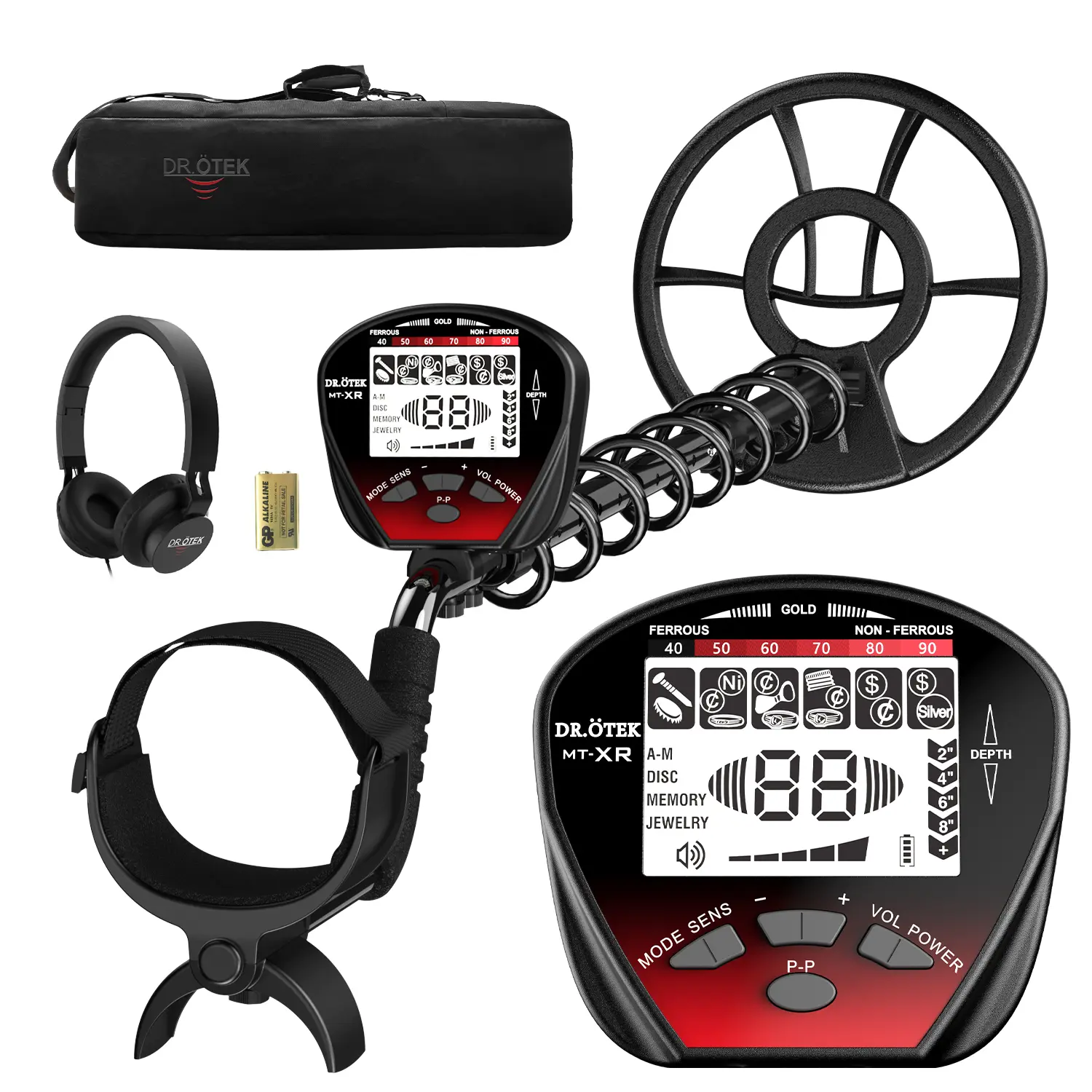 DR.ÖTEK Metal Detector for Adults, Professional Metal Detectors Waterproof with 10" IP68 Coil, Larger LCD Display, High Accuracy for Gold & Silver Detection & Beach Treasure Hunting, Beginner Friendly, Gold Prospecting Equipment, Handheld Metal Detector