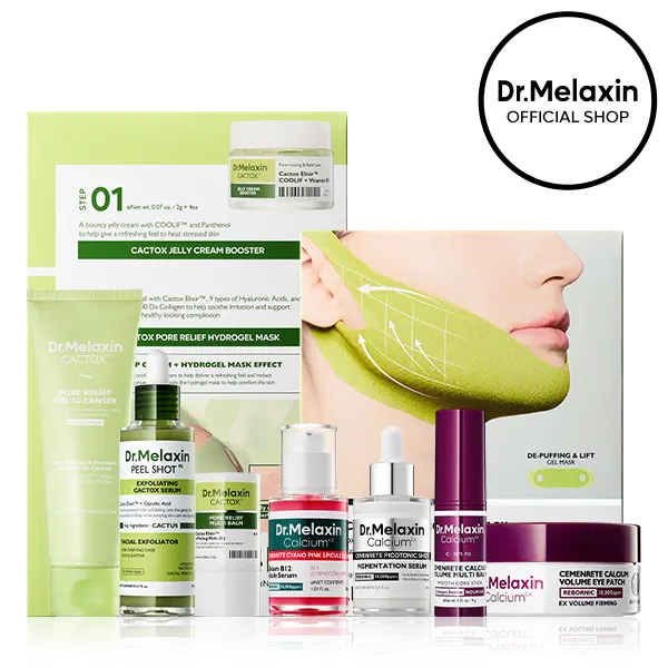 [Dr.Melaxin Live Exclusive Bundle] Pore Snatch V-Lift Set | 9-Pc CACTOX Cooling Pore & Face Firming Routine | For Puffy Face, Visible Pores & Jawline Care | Korean Skincare