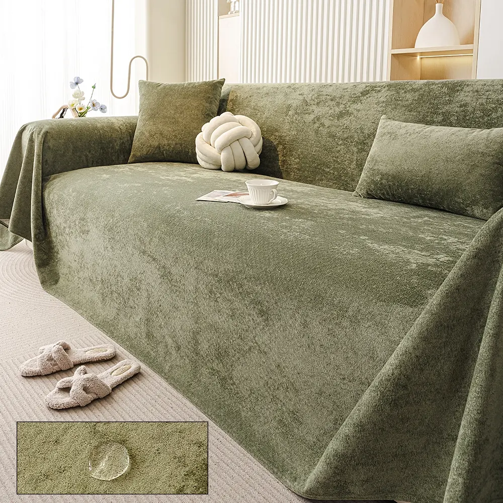 1PC Chenille Solid-Color Waterproof Sofa Cover, Couch Cover, Washable Couch Covers, Sofa Slipcover, Scratch-Resistant, Non-Slip, Dust-Proof, Stain-Resistant & Pet-Friendly Sofa Protector, Fits 1/2/3/4 Seater Sofas, All-Season Sofa Cover, Machine Washable
