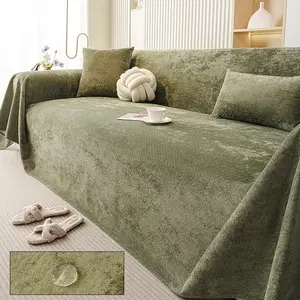 1PC Chenille Solid-Color Waterproof Sofa Cover, Modern Minimalist Design Sofa Slipcover, Scratch-Resistant, Non-Slip, Dust-Proof, Stain-Resistant & Pet-Friendly Sofa Protector, Fits 1/2/3/4 Seater Sofas, All-Season Living Room Sofa Cover, Machine Washable