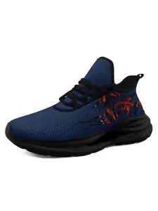 Men’s Blue Chicago Flow Tribal Print | Breathable Comfortable Athletic Trainers | PLUS SIZE | Game Day Sneakers | Casual Sports Shoes