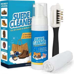 Suede Cleaner Kit 6.76 oz - Suede & Nubuck Shoe Cleaner with Brush & Microfiber Towel, Cleans & Restores Shoes