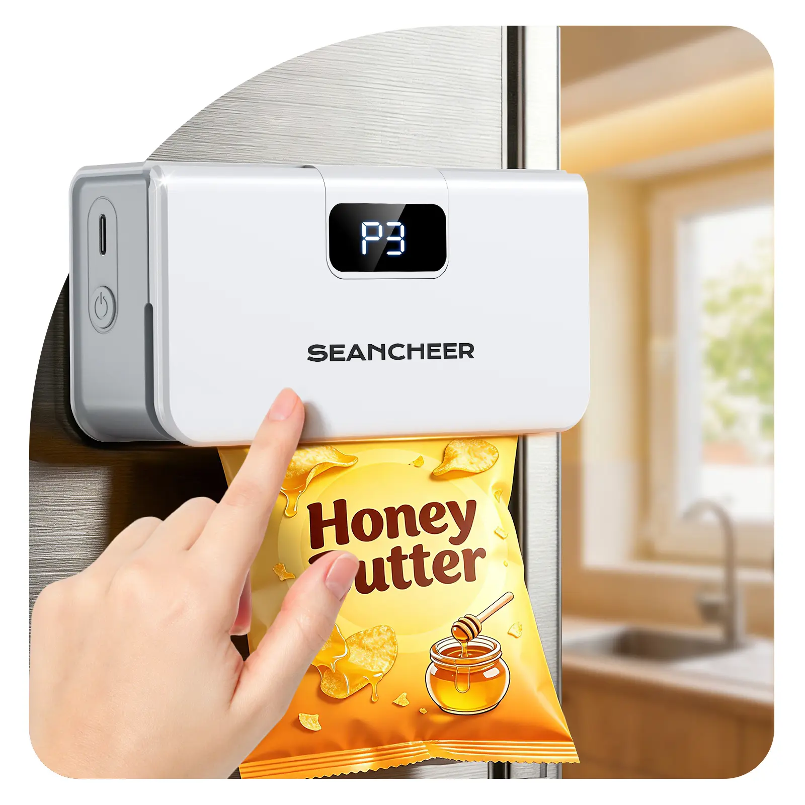 SEANCHEER TX-007 Rechargeable Mini Bag Sealer, 6 Adjustable Levels Heat Sealer with Magnet & Cutter, Portable Bag Resealer for Chip, Mylar & Plastic Bags - Gift for Women Mom Wife Men Dad Husband Friends.