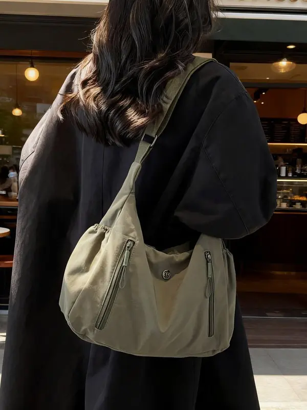 Nylon fabric women's crossbody bag, large-capacity bag, casual lightweight soft bag, shoulder bag, travel and shopping bag, commuter bag summerwins