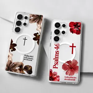 Christian Psalms 465 Cross phone Case for Samsung S26/S25/S24/S23/S22/S21/S20/S10/NOTE20/NOTE10/NOTE9/PLUS/ULTRA/FE/A57/A56/A55/A54/A37/A36/A35/A34/A26/A25/A24/A23/A17/A16/A15/A14/A07/A06/A05with MagSafe,Transparent Shockproof Protective Bible Quote cover