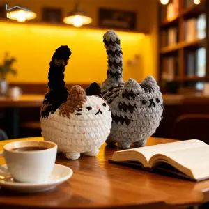 Cat Crochet Kit for Beginners, Complete DIY Handmade Cat Set Includes Yarn and Instructions, Perfect Gift for Girlfriend or Best Friend, Crochet Style, Amigurumi Crochet