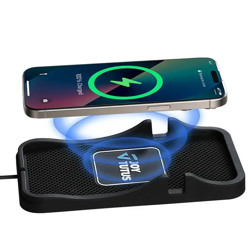【SummerFinds】Joytutus 15W Wireless Car Charger Pad, Type C Rechargeable Auto Fast Charging Mat with Anti-Slip Rubber Base, Hands-Free Stand, Car Accessories for SUVs, Trucks, Accessories For Car