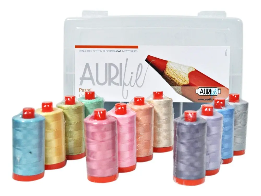 High-Quality Unisex Cotton Sewing Thread - Pastel Collection, 50wt, AC50PA12, 1000m, Exceptional Strength, Minimal Lint Production, for Crafters, Embroidery Use