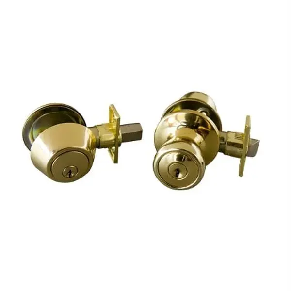 Terrace 6 Way Latch Entry Door Knob, and Deadbolt Combo Polished Brass