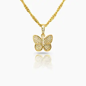 Butterfly Singapore chain 17 inches gold plated 14 k