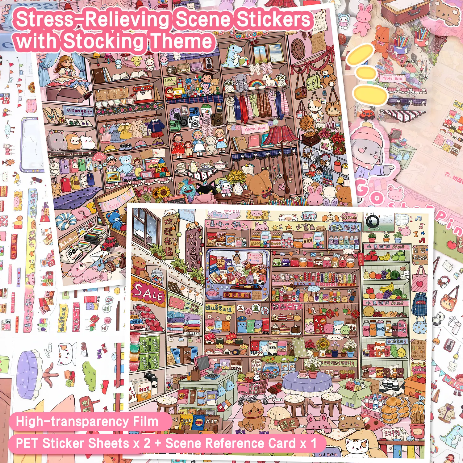Stocking Theme Scene Stickers, Large Size DIY Scene Sticker Set, Landscape Stickers for Adults, Stress-Relief Sticker Art