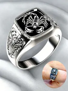 Men's Scorpion Signet Ring, Hypoallergenic Stainless Steel Ring, Embossed Scorpion Gothic Design, Sizes 7-12, Tough Guy Statement Jewelry, Punk Style Daily Wear Accessory, Thoughtful Anniversary & Christmas Gift for Him, Great Birthday Gift for Him