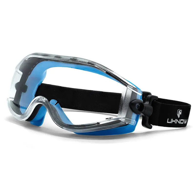 UKNOW ANSI Z87.1 Certified Over-Glasses Safety Goggles with Adjustable Strap, Anti-Fog PC Lens, Splash-Proof, Chemical-Resistant Protection for Labs, Fogfree Focus Work Safety Equipment