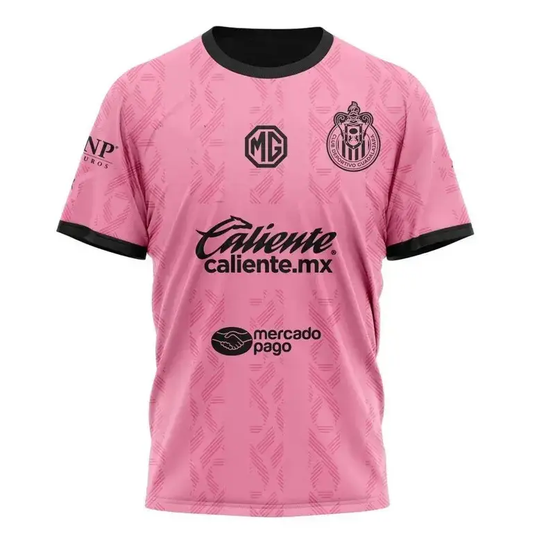 LIGA MX Chivas Guadalajaara Pink Home Jersey ST2401, 3D All Print Soccer T-Shirt, Short Sleeve Football Fan Jersey for Men & Women