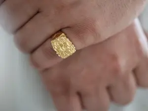 Gold Nugget Ring, 14k Heavy Plated Gold, Lifetime Replacement Guarantee