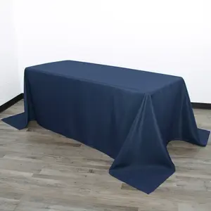 90 x 132 inch Polyester Rectangular Tablecloth Navy Blue