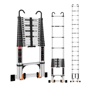 Telescopic Ladder, 20.3FT/17.8FT/16.5FT Aluminium Telescopic Ladder with Non-Slip Feet, Portable Telescopic Ladder Outdoor Work, 500lb Load Capacity
