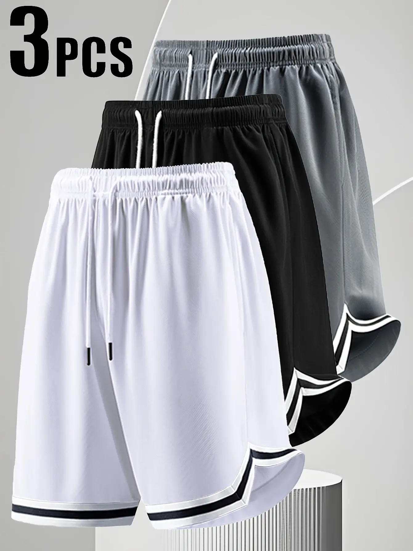 men's cargo shorts  3-pack summer casual athletic shorts featuring stylish striped paneling and a slit design, made from comfortable, breathable mesh—basketball shorts suitable for home lounging, running, fitness training,  outdoor activities. everyday, M